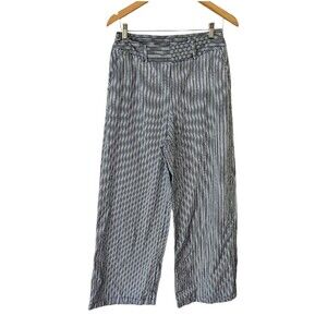 A‎ NEW DAY  Cropped Wide Leg Dress Pants BLUE WHITE MEDIUM Striped